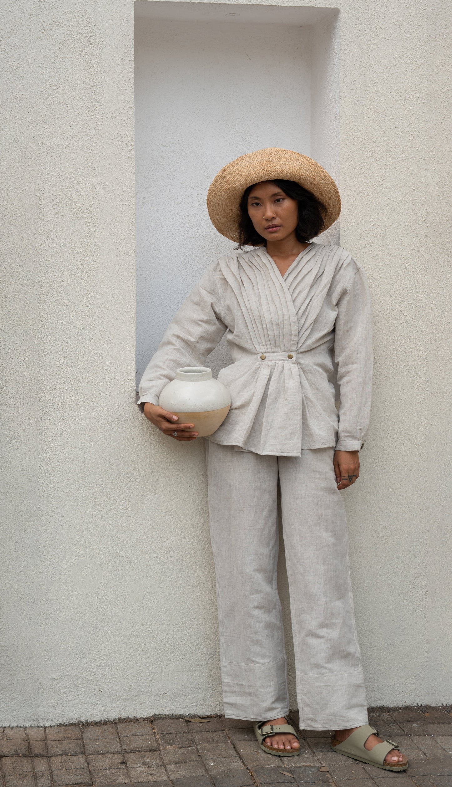 White Top by The Terra Tribe with Bare, Casual Wear, Cotton, Hemp, Natural, Organic, Regular Fit, Solids, Tops, White, Womenswear, Wrap Tops at Kamakhyaa for sustainable fashion