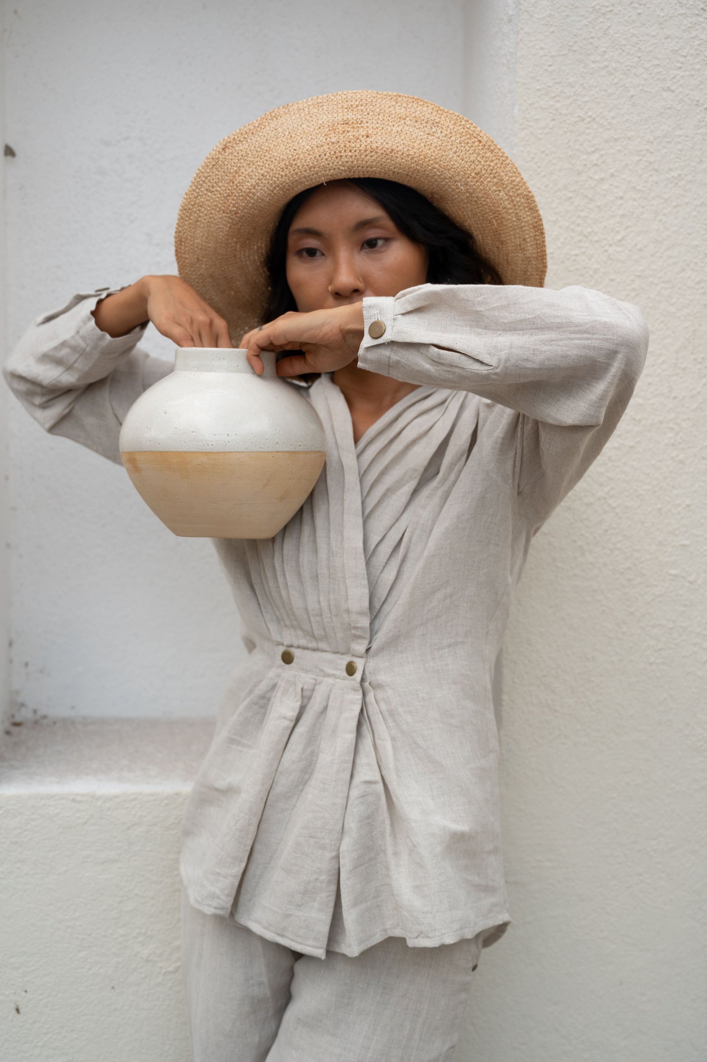 White Top by The Terra Tribe with Bare, Casual Wear, Cotton, Hemp, Natural, Organic, Regular Fit, Solids, Tops, White, Womenswear, Wrap Tops at Kamakhyaa for sustainable fashion