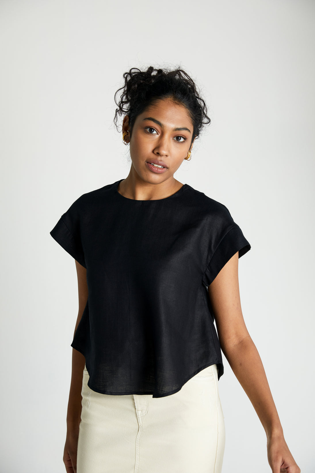 Sandcastles Saturday Top by Reistor with Black, Crop Tops, Hemp, Hemp Noir by Reistor, Less than $50, Natural, Office Wear, Regular Fit, Solids, Tops, Womenswear at Kamakhyaa for sustainable fashion