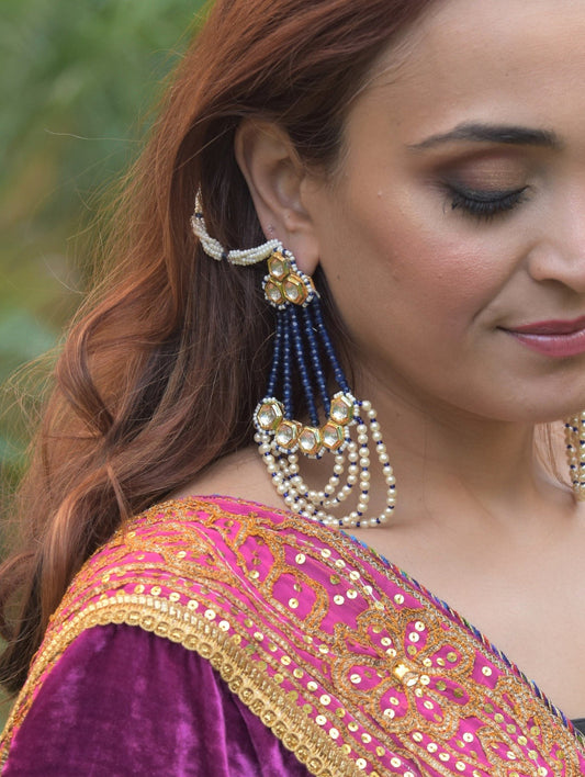 Black Long Earring Scheherazade Passa by House Of Heer with Alloy Metal, Festive Jewellery, Festive Wear, Free Size, Gemstone, jewelry, July Sale, July Sale 2023, Long Earrings, Multicolor, Natural, Pearl, Solids at Kamakhyaa for sustainable fashion