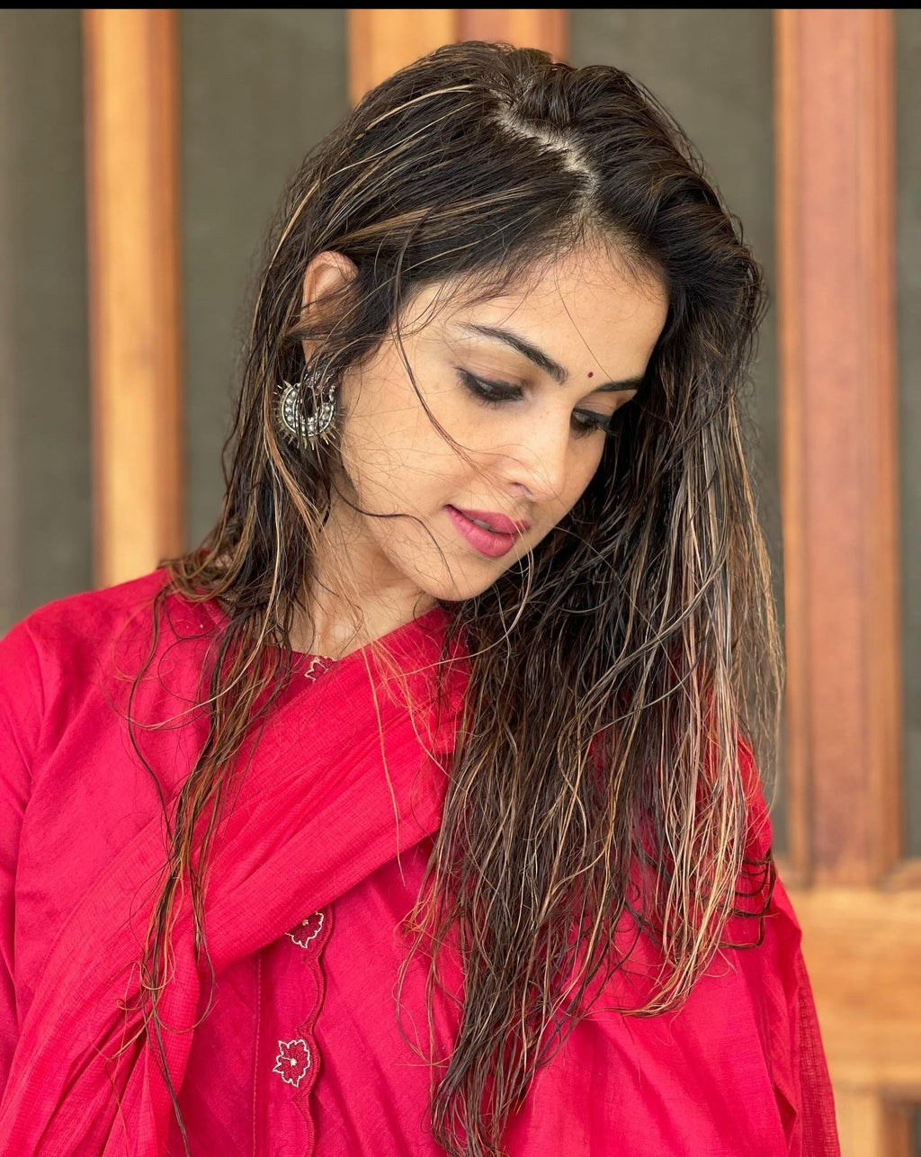 Red Chanderi Silk Embroidered Kurta Set With Dupatta by Taro with Best Selling, Chanderi Silk, Evening Wear, Indian Wear, July Sale, July Sale 2023, Kurta Pant Sets, Kurta Set With Dupatta, Natural, Red, Regular Fit, Rozana by Taro, Solids, Womenswear at Kamakhyaa for sustainable fashion