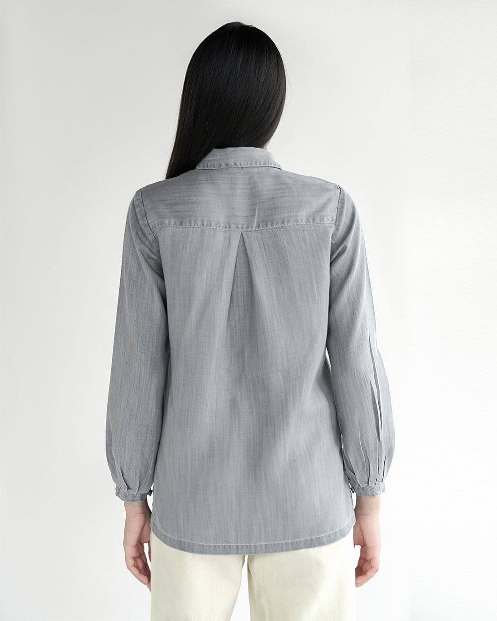 Shades of Everyday Grey Shirt by Reistor with Casual Wear, Denim, Denim Restored by Reistor, Grey, Natural, Solids, Tencel, Tops, Tunic Tops, Womenswear at Kamakhyaa for sustainable fashion