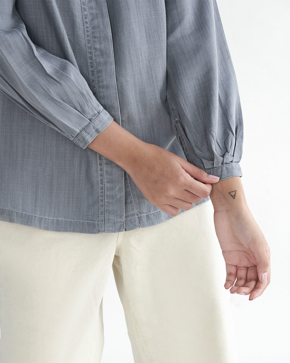 Shades of Everyday Grey Shirt by Reistor with Casual Wear, Denim, Denim Restored by Reistor, Grey, Natural, Solids, Tencel, Tops, Tunic Tops, Womenswear at Kamakhyaa for sustainable fashion