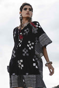 Block Printed Short Kaftan Dress by Keva with Best Selling, Black, Block Prints, Cotton, Kaftans, Mini Dresses, Natural, Relaxed Fit, Resort Wear, Wild Child, Womenswear at Kamakhyaa for sustainable fashion