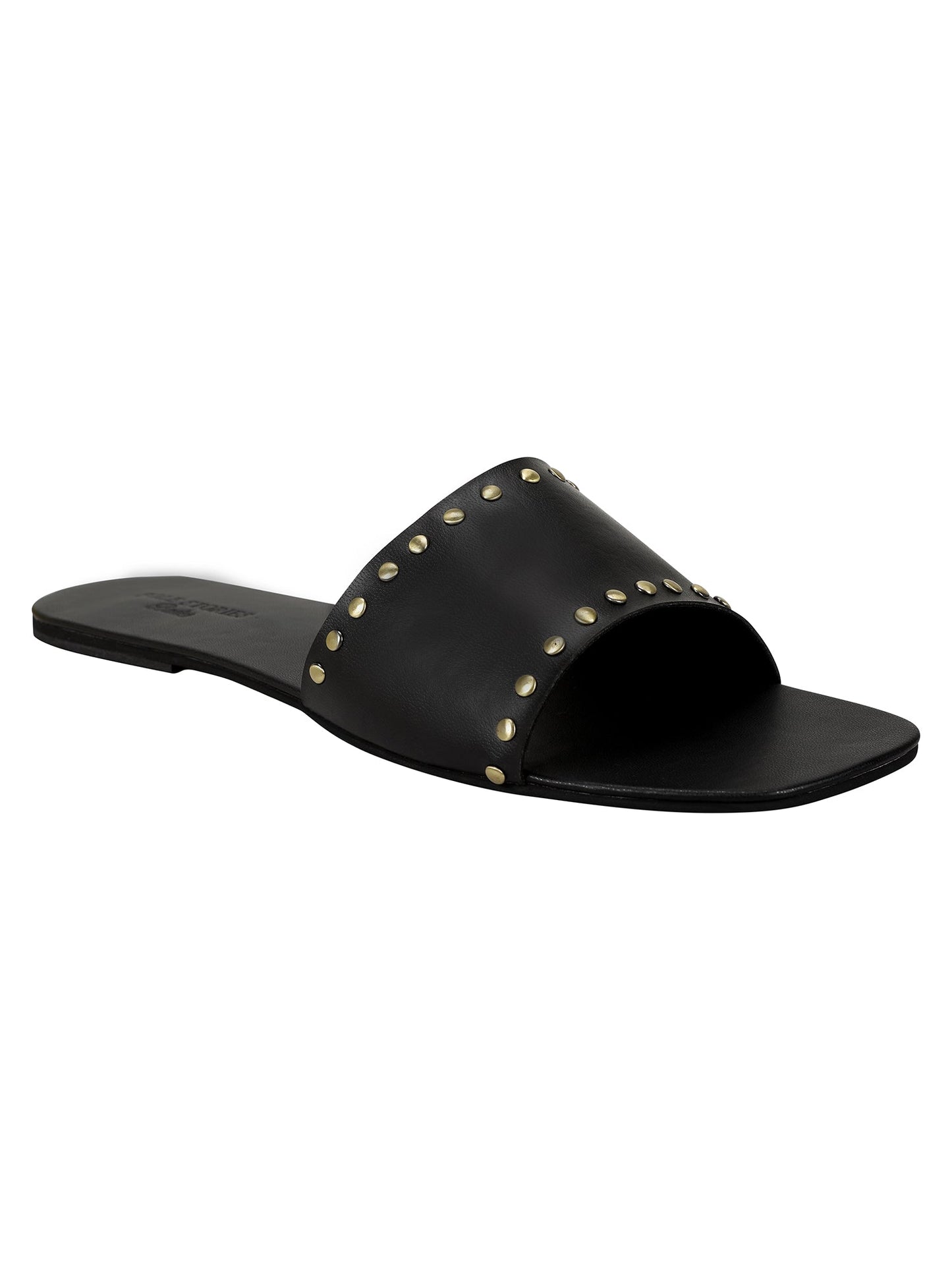 Flats-Rivet Sliders Black Footwear Black, Flats, Mules, Open Toes, Slip Ons, Solids, Upcycled SOLE STORIES Kamakhyaa