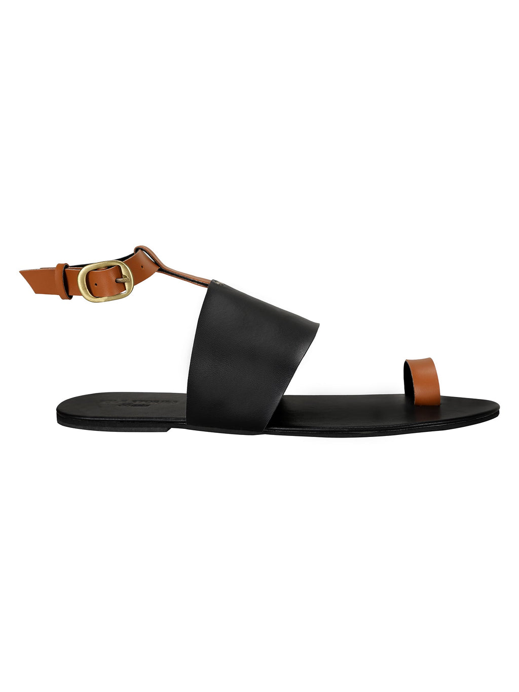 Flats-Two Toned by Sole Stories with Ankle Loop, Brown, Casual Wear, Faux Leather, Flats, Solids, Upcycled, Vegan at Kamakhyaa for sustainable fashion