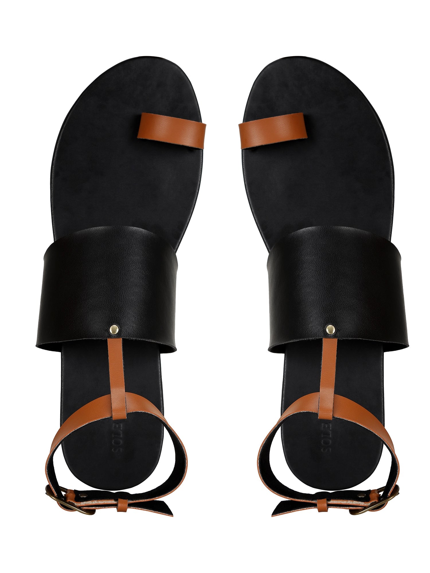 Flats-Two Toned by Sole Stories with Ankle Loop, Brown, Casual Wear, Faux Leather, Flats, Solids, Upcycled, Vegan at Kamakhyaa for sustainable fashion