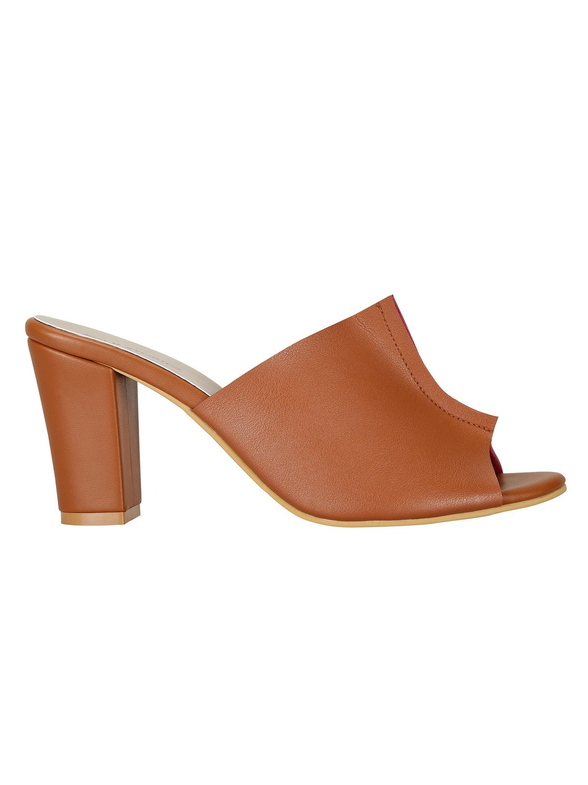 Heels-Two Toned Mules Tan by Sole Stories with Brown, Casual Wear, Faux Leather, Festive Wear, For Bachelorette, Mules, Natural, Open Toes, Regular Fit, Slip Ons, Solids, Upcycled, Vegan at Kamakhyaa for sustainable fashion