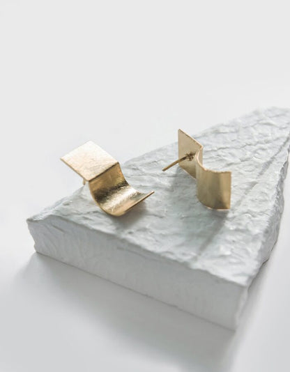 Gold Brass Studs-Space Earrings Free Size, Plated Brass, Statement Pieces, Stud De'anma Kamakhyaa