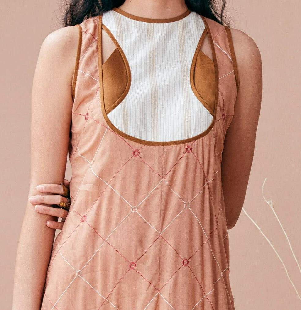 Beige Cotton Maxi Dress by Dan Ba with Beige, Cotton, For Daughter, July Sale, July Sale 2023, Maxi Dresses, Natural, Relaxed Fit, Resort Wear, Sleeveless Dresses, Solids, Womenswear at Kamakhyaa for sustainable fashion