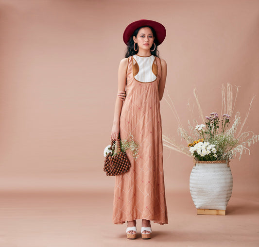 Beige Cotton Maxi Dress Beige, Cotton, Dresses, Natural, Relaxed Fit, Solids Kamakhyaa