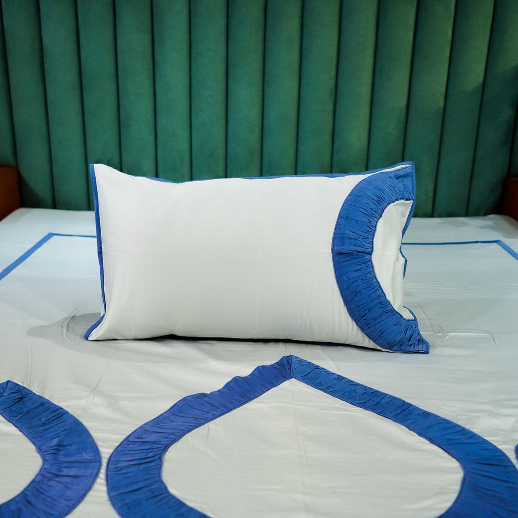 Silver Mist Teardrop Elegance Pillow Cover by Aetherea with 100% Cotton, 300 TC, 500 TC, Blue, Pillow Cover, Royal Blue, Solid at Kamakhyaa for sustainable fashion