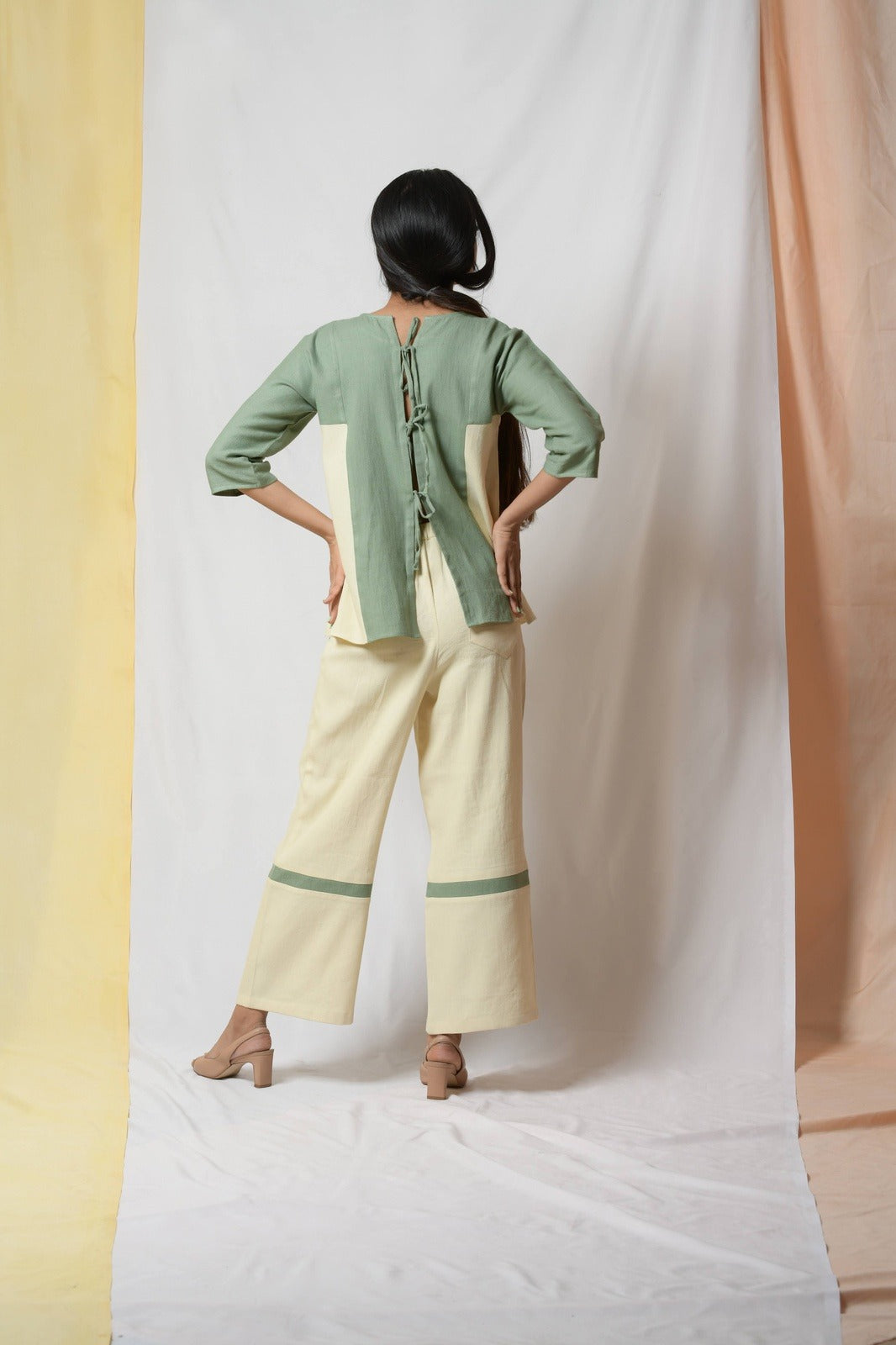 Green Scent Of Earth Tunic Top by Niraa with Blouses, Cotton khadi, Fitted At Bust, Green, Natural with azo dyes, Office Wear, Solids, Tales of rippling brooks, Tops, Womenswear at Kamakhyaa for sustainable fashion