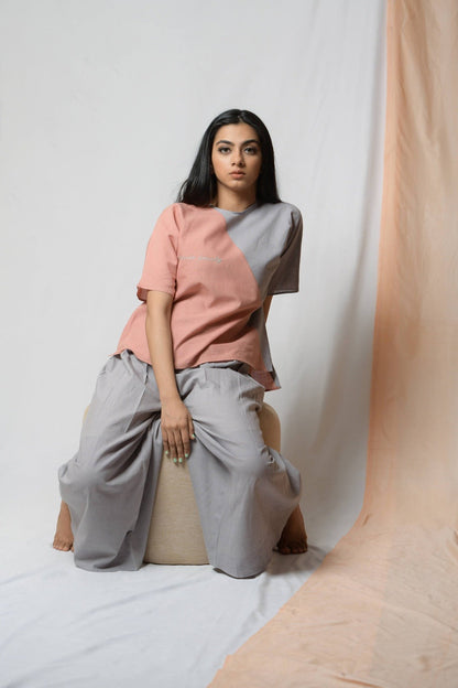 Grey Cotton Khadi Pants by Niraa with Casual Wear, Cotton khadi, Grey, Natural with azo dyes, Palazzo Pants, Relaxed Fit, Solids, Tales of rippling brooks, Womenswear at Kamakhyaa for sustainable fashion