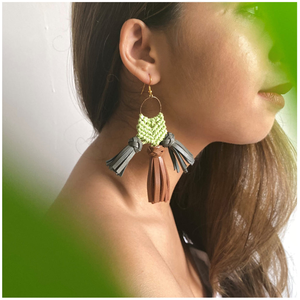 Tassel Earrings Rever by Noupelle with Casual Wear, Fashion Jewellery, Free Size, Less than $50, Multicolor, Tassel Earrings, Upcycled, Upcycled from Leather Waste, Women Led Designer at Kamakhyaa for sustainable fashion