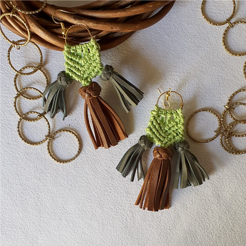 Tassel Earrings Rever by Noupelle with Casual Wear, Fashion Jewellery, Free Size, Less than $50, Multicolor, Tassel Earrings, Upcycled, Upcycled from Leather Waste, Women Led Designer at Kamakhyaa for sustainable fashion