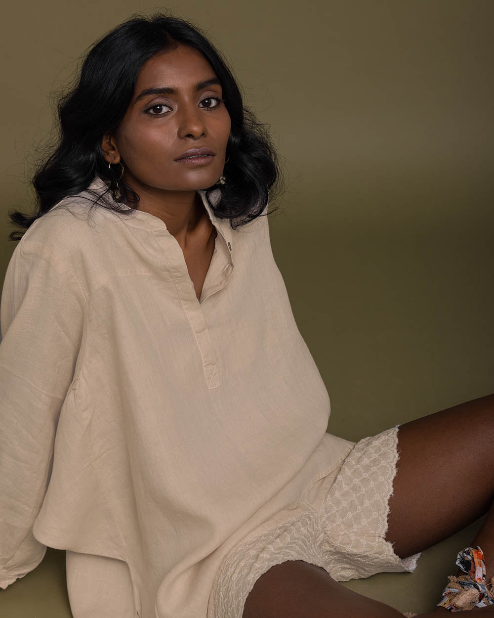 The Afternoon Thunderstorm Shirt by Reistor with Archived, Brown, Hemp, Hemp by Reistor, Natural, Office Wear, Solids, Tops, Tunic Tops, Womenswear at Kamakhyaa for sustainable fashion