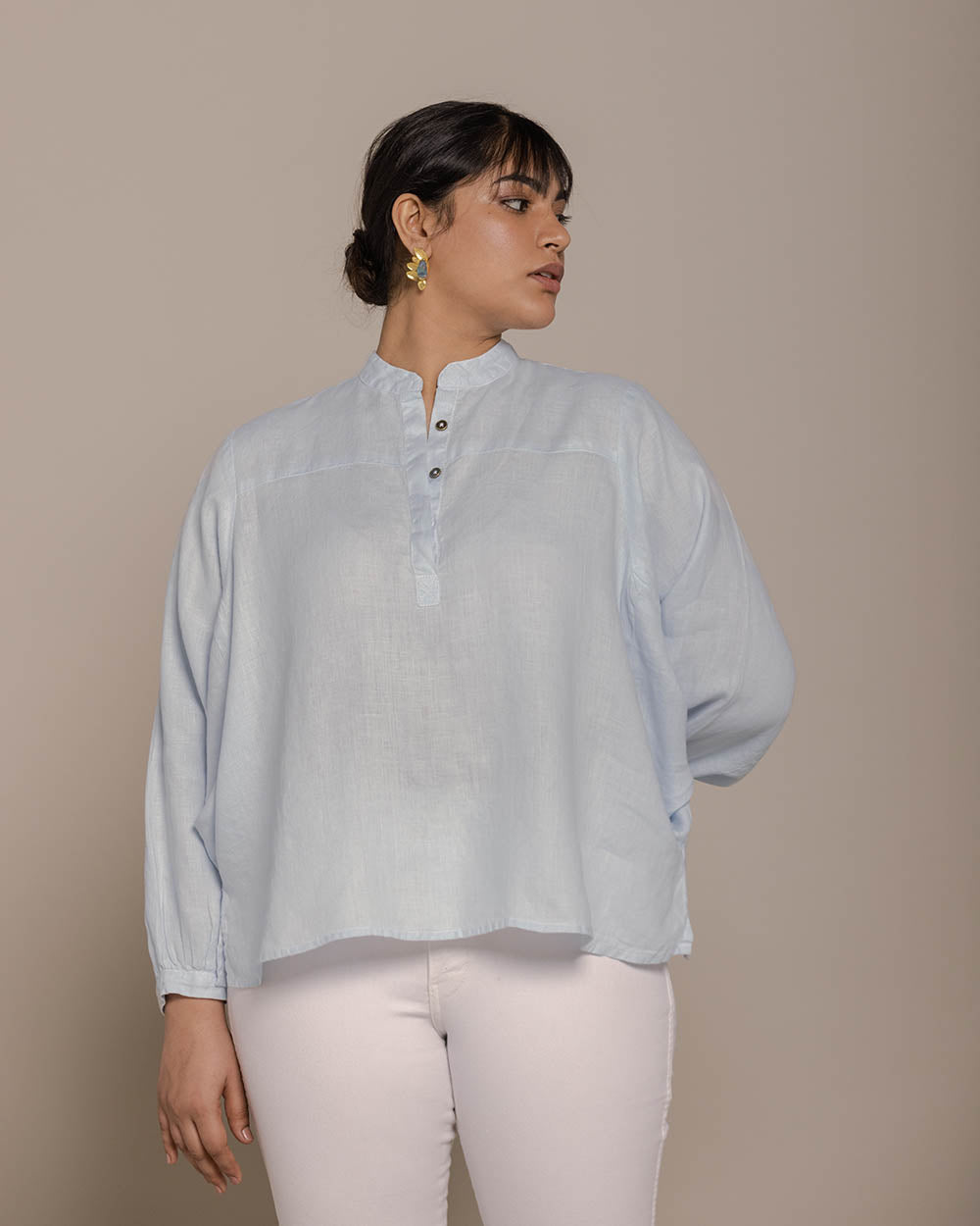 The Afternoon Thunderstorm Shirt - Summer Blue by Reistor with Archived, Best Selling, Blue, Casual Wear, Hemp, Hemp by Reistor, Natural, Office Wear, Solids, Tops, Womenswear at Kamakhyaa for sustainable fashion