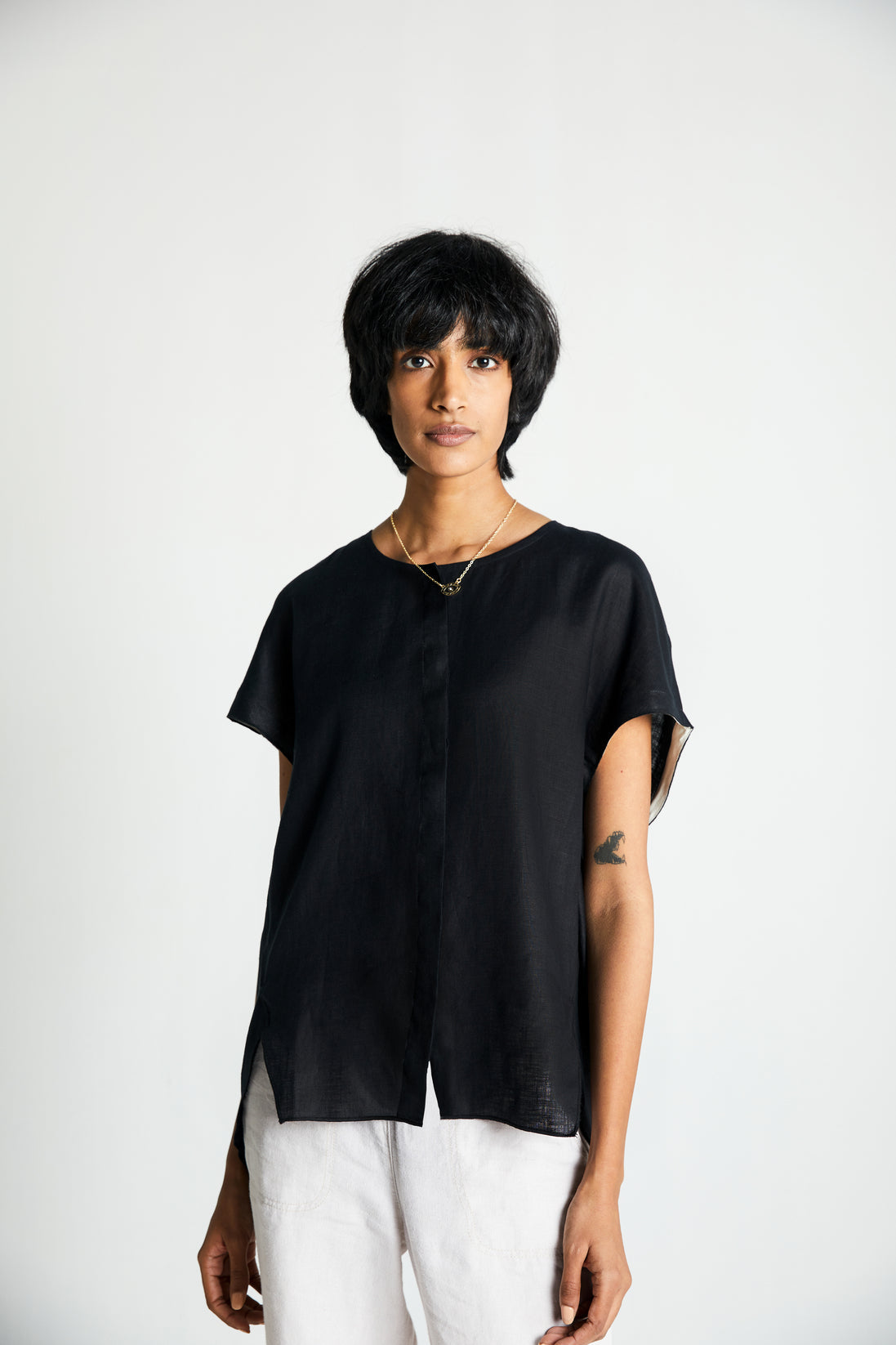 The Black Box Top by Reistor with Archived, Black, Casual Wear, Hemp, Hemp Noir by Reistor, Natural, Office Wear, Regular Fit, Shirts, Solids, Tops, Womenswear at Kamakhyaa for sustainable fashion