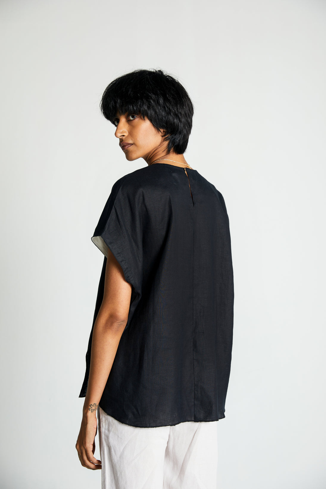 The Black Box Top by Reistor with Archived, Black, Casual Wear, Hemp, Hemp Noir by Reistor, Natural, Office Wear, Regular Fit, Shirts, Solids, Tops, Womenswear at Kamakhyaa for sustainable fashion