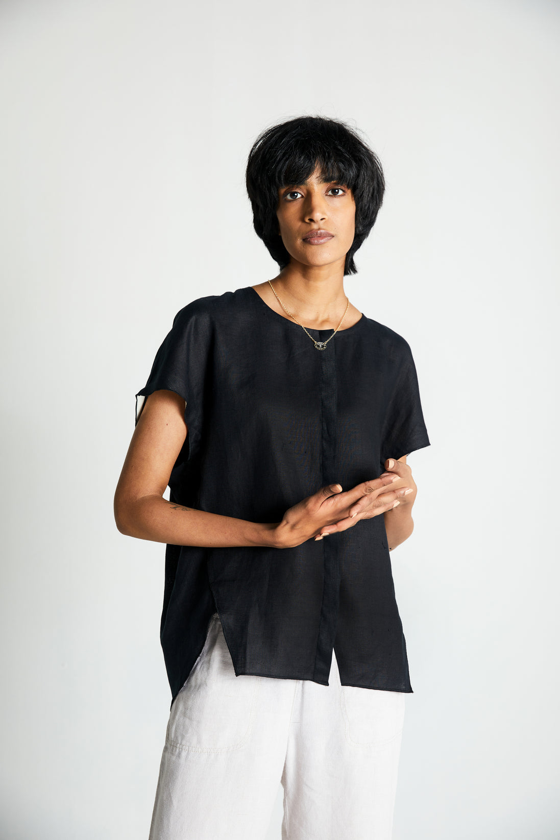 The Black Box Top by Reistor with Archived, Black, Casual Wear, Hemp, Hemp Noir by Reistor, Natural, Office Wear, Regular Fit, Shirts, Solids, Tops, Womenswear at Kamakhyaa for sustainable fashion