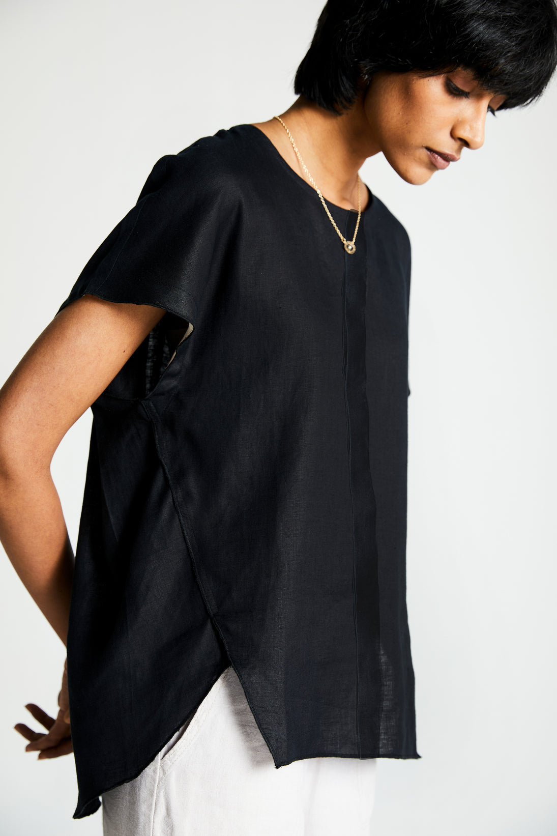 The Black Box Top by Reistor with Archived, Black, Casual Wear, Hemp, Hemp Noir by Reistor, Natural, Office Wear, Regular Fit, Shirts, Solids, Tops, Womenswear at Kamakhyaa for sustainable fashion