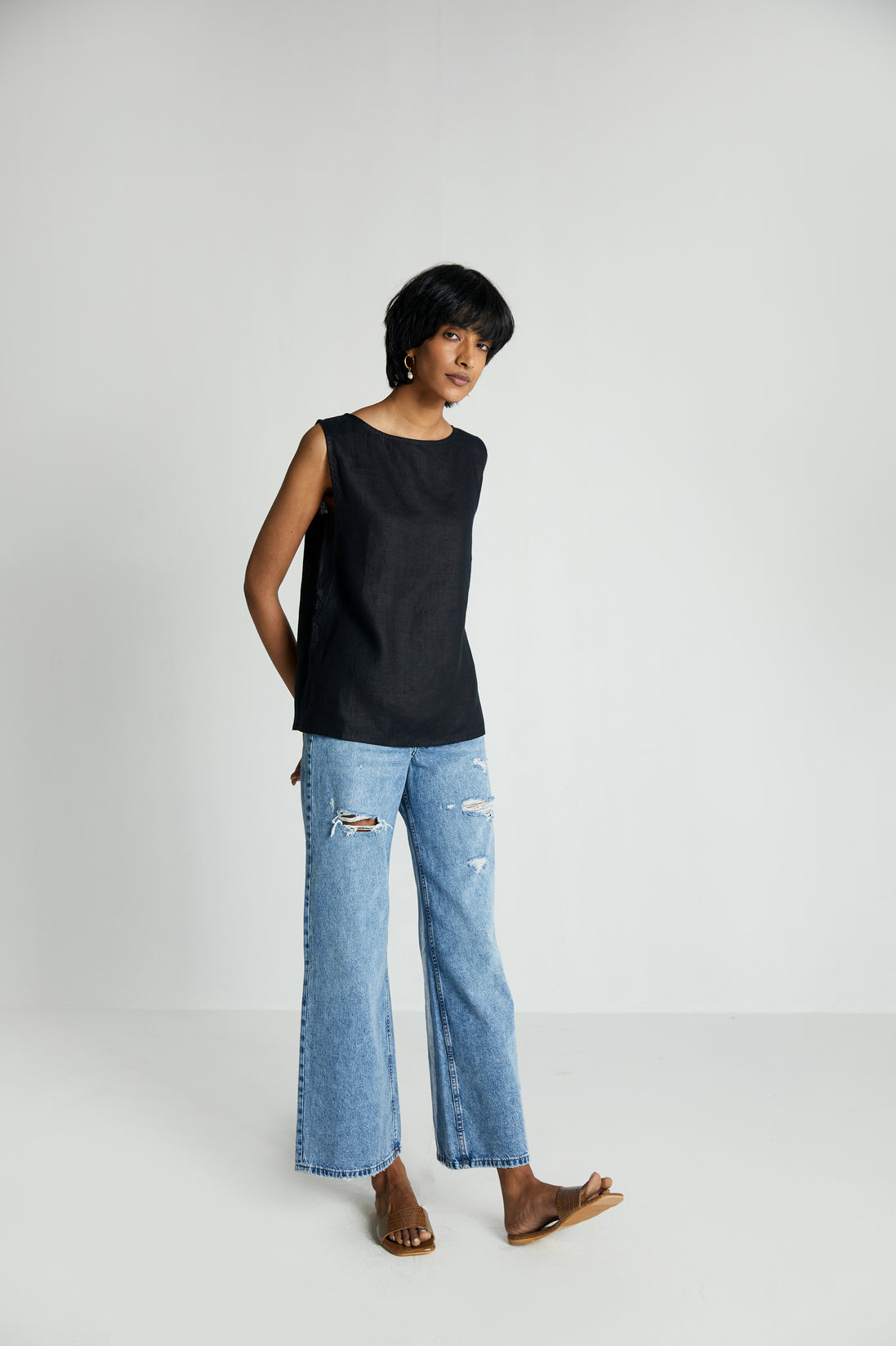 The Black in Business Top by Reistor with Black, Hemp, Hemp Noir by Reistor, Less than $50, Natural, Office Wear, Regular Fit, Sleeveless Tops, Solids, Tops, Womenswear at Kamakhyaa for sustainable fashion