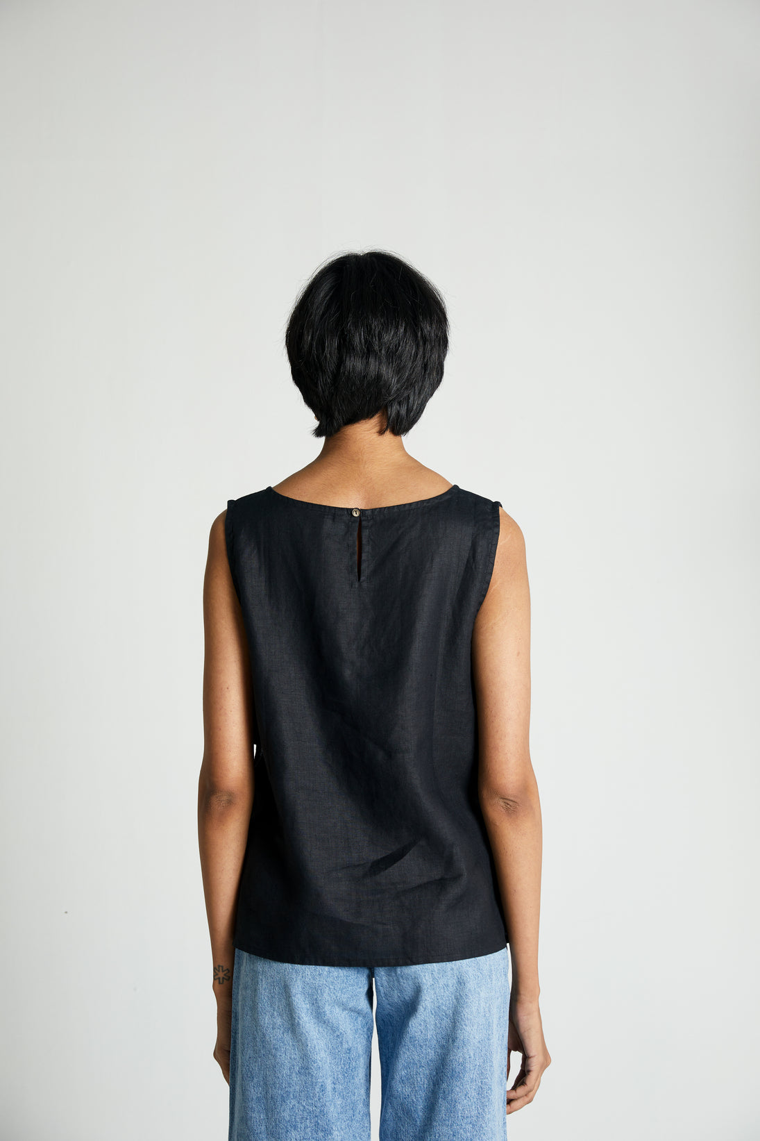 The Black in Business Top by Reistor with Black, Hemp, Hemp Noir by Reistor, Less than $50, Natural, Office Wear, Regular Fit, Sleeveless Tops, Solids, Tops, Womenswear at Kamakhyaa for sustainable fashion