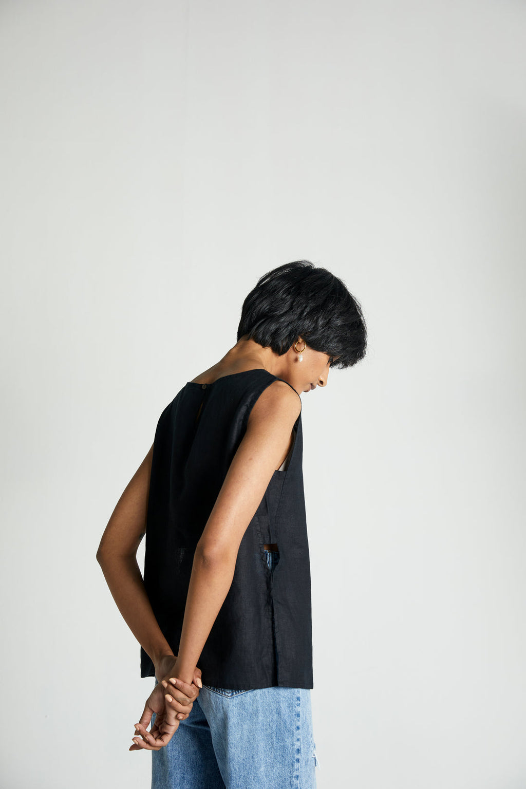 The Black in Business Top by Reistor with Black, Hemp, Hemp Noir by Reistor, Less than $50, Natural, Office Wear, Regular Fit, Sleeveless Tops, Solids, Tops, Womenswear at Kamakhyaa for sustainable fashion