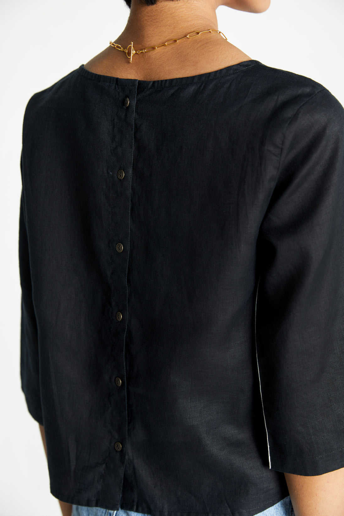 The Bold Stripe Top by Reistor with Black, Blouses, Crop Tops, Hemp, Hemp Noir by Reistor, Natural, Office Wear, Regular Fit, Solids, Tops, Womenswear at Kamakhyaa for sustainable fashion