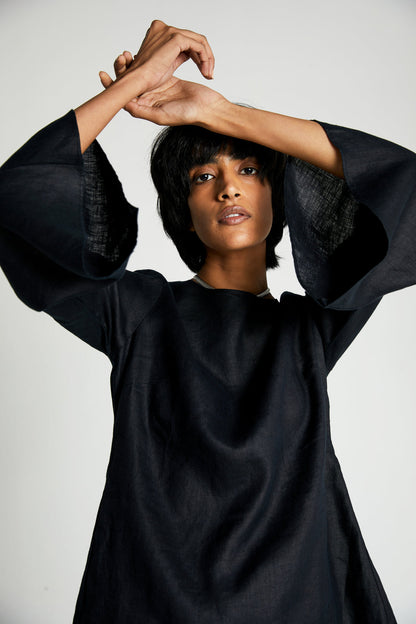 The Button Back Top by Reistor with Black, Blouses, Hemp, Hemp Noir by Reistor, Natural, Office Wear, Regular Fit, Solids, Tops, Womenswear at Kamakhyaa for sustainable fashion