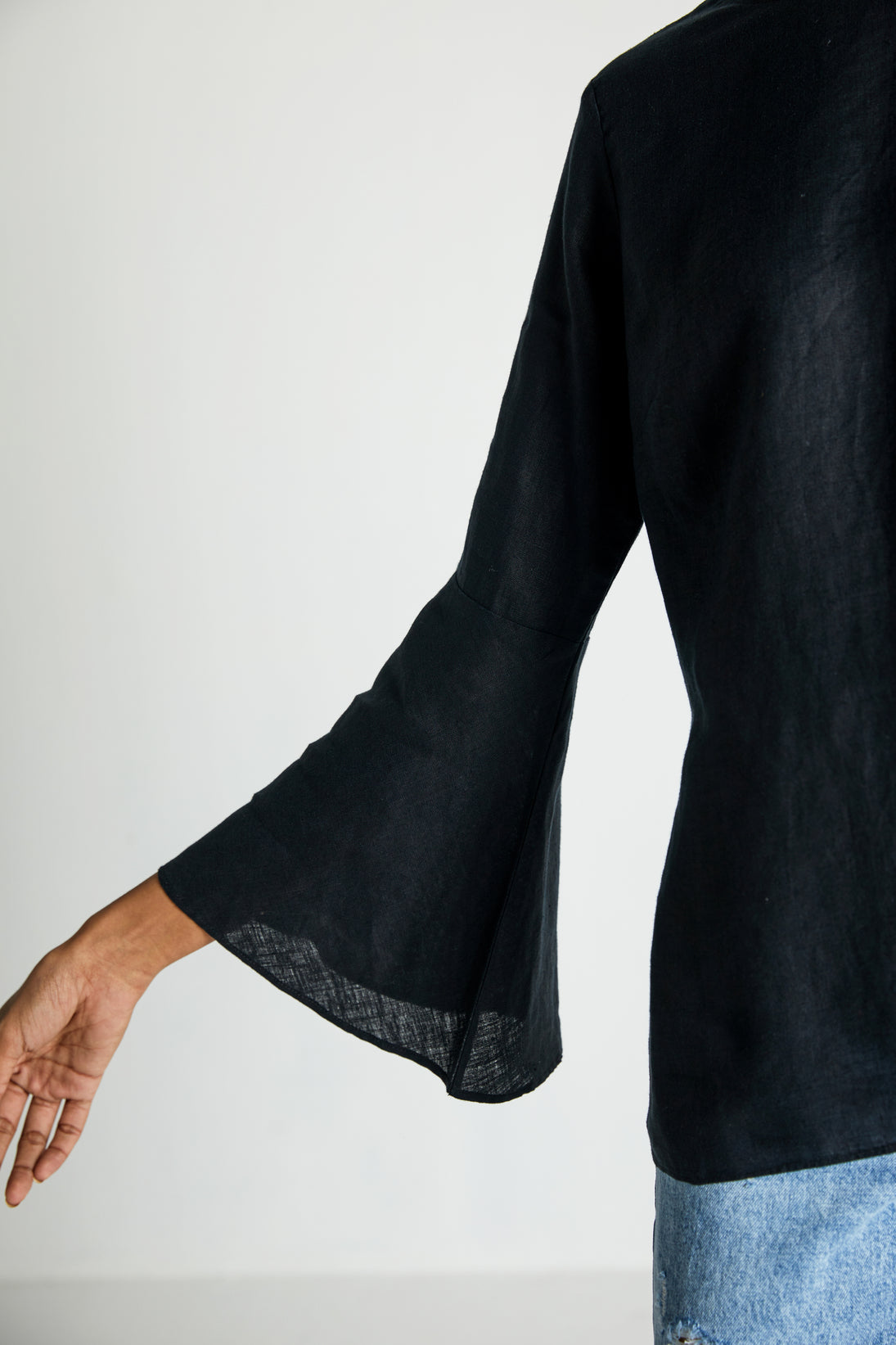 The Button Back Top by Reistor with Black, Blouses, Hemp, Hemp Noir by Reistor, Natural, Office Wear, Regular Fit, Solids, Tops, Womenswear at Kamakhyaa for sustainable fashion