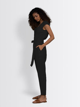 The Hemp Noir Jumsuipt by Reistor with Black, Casual Wear, Hemp, Hemp Noir by Reistor, Jumpsuits, Natural, Regular Fit, Solids, Womenswear at Kamakhyaa for sustainable fashion