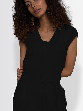 The Hemp Noir Jumsuipt by Reistor with Black, Casual Wear, Hemp, Hemp Noir by Reistor, Jumpsuits, Natural, Regular Fit, Solids, Womenswear at Kamakhyaa for sustainable fashion