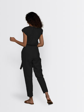 The Hemp Noir Jumsuipt by Reistor with Black, Casual Wear, Hemp, Hemp Noir by Reistor, Jumpsuits, Natural, Regular Fit, Solids, Womenswear at Kamakhyaa for sustainable fashion
