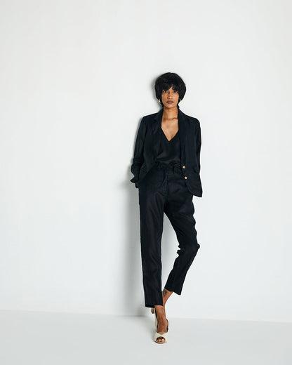 The Hemp Three Piece Set by Reistor with Black, Casual Wear, Co-ord Sets, Hemp, Hemp Noir by Reistor, Natural, Regular Fit, Solids, Womenswear at Kamakhyaa for sustainable fashion