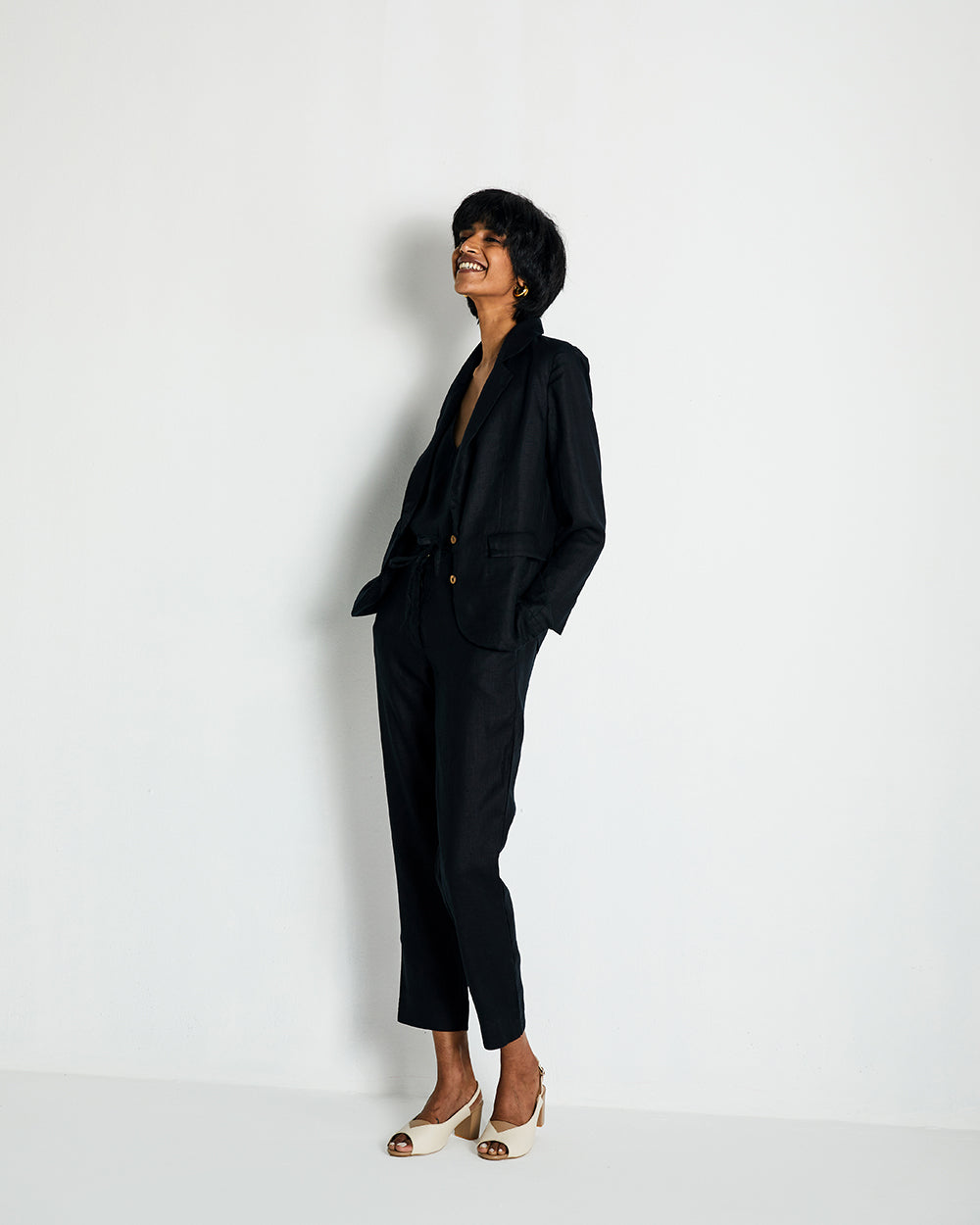 The Hemp Three Piece Set by Reistor with Black, Casual Wear, Co-ord Sets, Hemp, Hemp Noir by Reistor, Natural, Regular Fit, Solids, Womenswear at Kamakhyaa for sustainable fashion