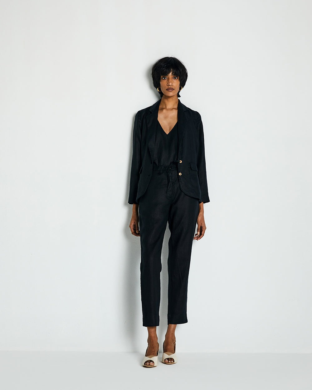 The Hemp Three Piece Set by Reistor with Black, Casual Wear, Co-ord Sets, Hemp, Hemp Noir by Reistor, Natural, Regular Fit, Solids, Womenswear at Kamakhyaa for sustainable fashion