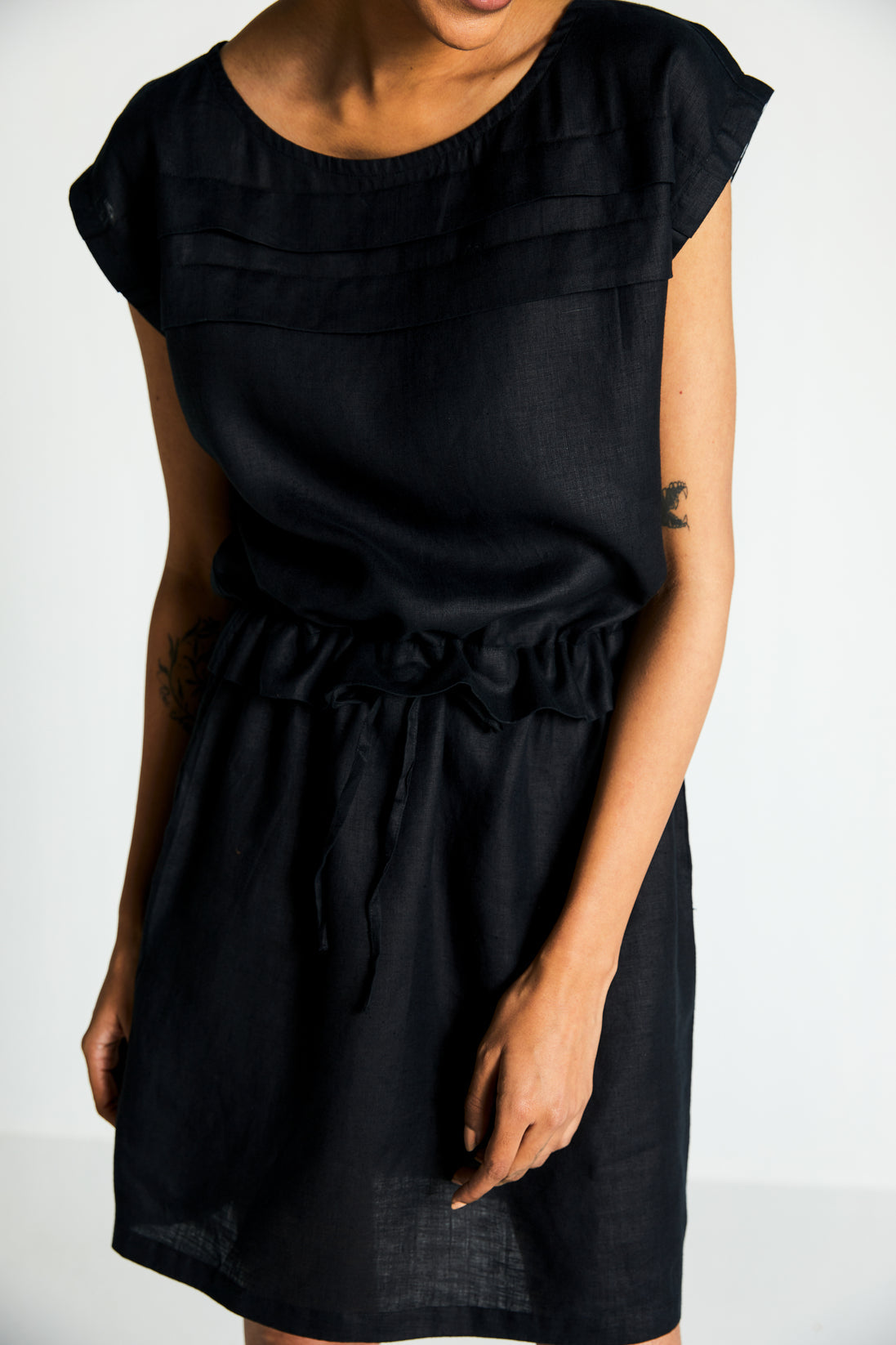 The Let's do Drinks Dress by Reistor with Best Selling, Black, Casual Wear, Dresses, Hemp, Hemp Noir by Reistor, Mini Dresses, Natural, Regular Fit, Solids, Womenswear at Kamakhyaa for sustainable fashion