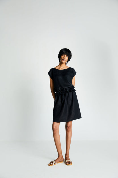 The Let's do Drinks Dress by Reistor with Best Selling, Black, Casual Wear, Dresses, Hemp, Hemp Noir by Reistor, Mini Dresses, Natural, Regular Fit, Solids, Womenswear at Kamakhyaa for sustainable fashion