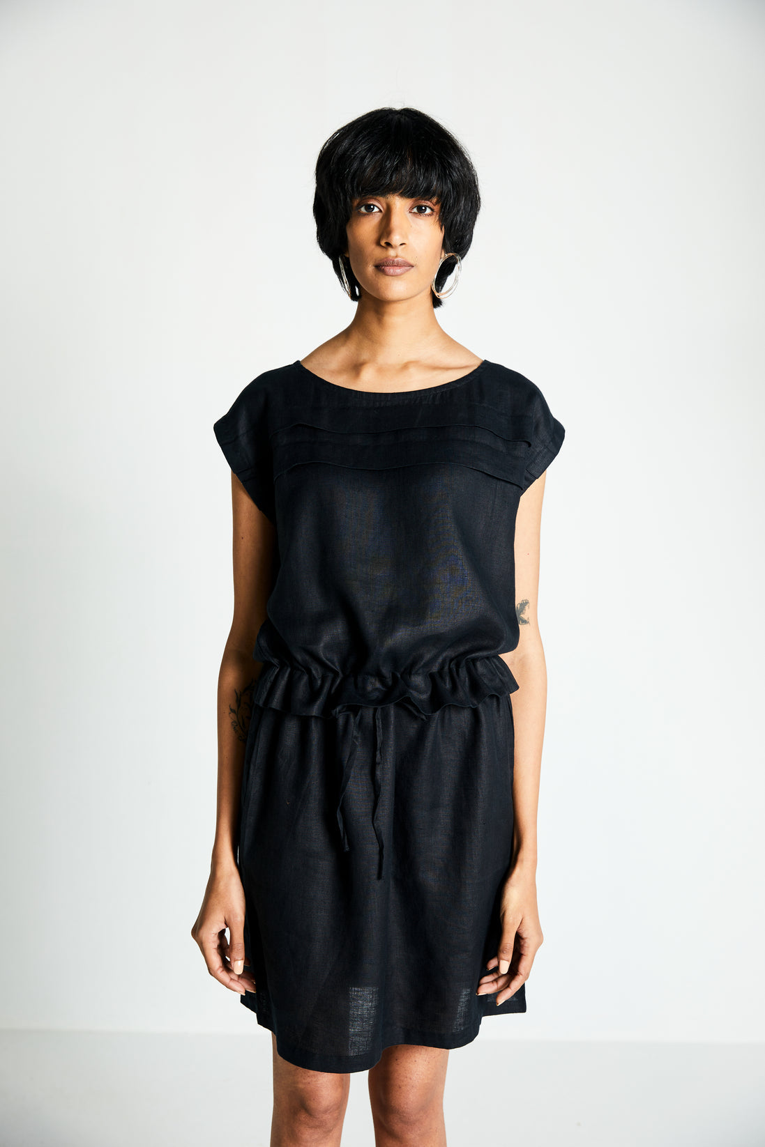 The Let's do Drinks Dress by Reistor with Best Selling, Black, Casual Wear, Dresses, Hemp, Hemp Noir by Reistor, Mini Dresses, Natural, Regular Fit, Solids, Womenswear at Kamakhyaa for sustainable fashion