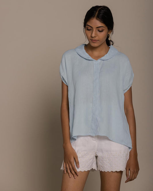 The Morning Coffee Run Shirt - Summer Blue by Reistor with Archived, Blue, Casual Wear, Hemp, Hemp by Reistor, Natural, Shirts, Solids, Tops, Womenswear at Kamakhyaa for sustainable fashion