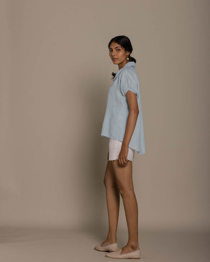 The Morning Coffee Run Shirt - Summer Blue by Reistor with Archived, Blue, Casual Wear, Hemp, Hemp by Reistor, Natural, Shirts, Solids, Tops, Womenswear at Kamakhyaa for sustainable fashion