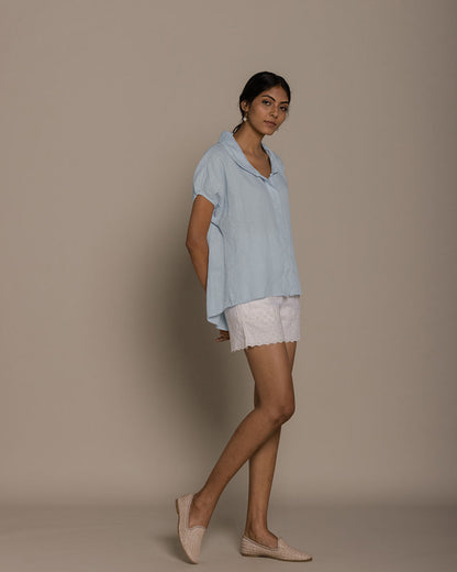 The Morning Coffee Run Shirt - Summer Blue by Reistor with Archived, Blue, Casual Wear, Hemp, Hemp by Reistor, Natural, Shirts, Solids, Tops, Womenswear at Kamakhyaa for sustainable fashion