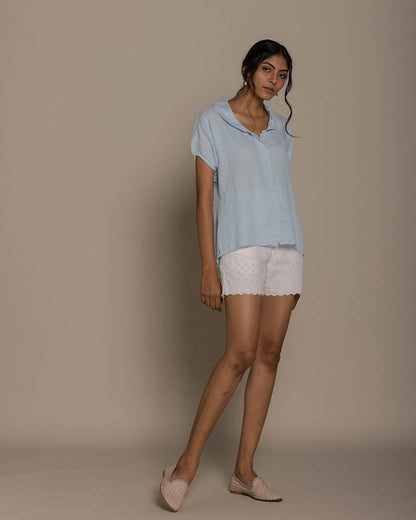 The Morning Coffee Run Shirt - Summer Blue by Reistor with Archived, Blue, Casual Wear, Hemp, Hemp by Reistor, Natural, Shirts, Solids, Tops, Womenswear at Kamakhyaa for sustainable fashion