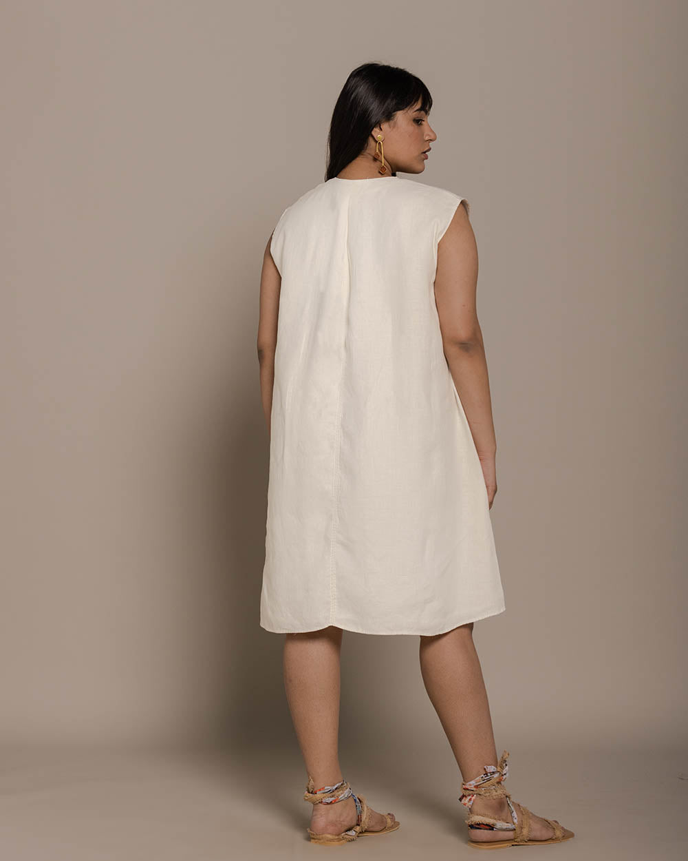 The Musical Dusk Dress - Shell Off White by Reistor with Best Selling, Casual Wear, Hemp, Hemp by Reistor, Mini Dresses, Natural, Sleeveless Dresses, Solids, White, Womenswear at Kamakhyaa for sustainable fashion