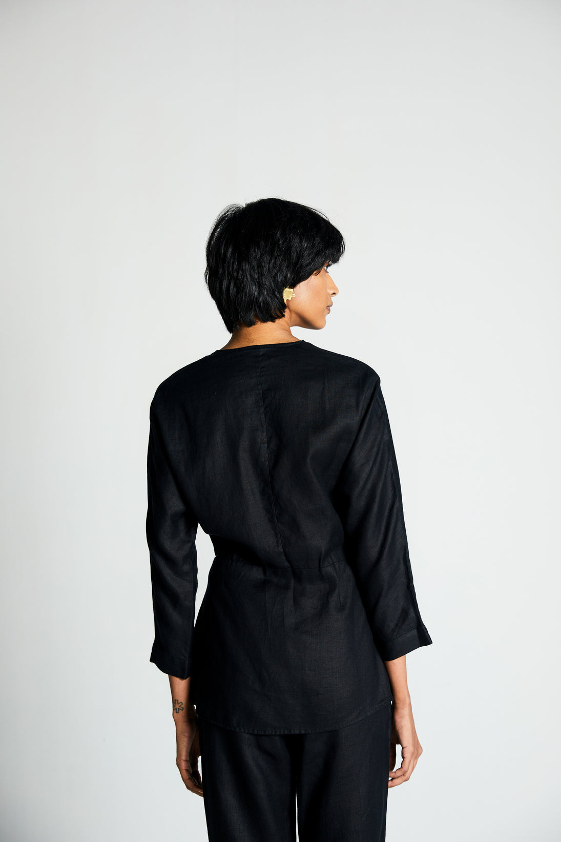 The Power Moves Wrap top by Reistor with Black, Casual Wear, Hemp, Hemp Noir by Reistor, Natural, Regular Fit, Solids, Tops, Womenswear, Wrap Tops at Kamakhyaa for sustainable fashion