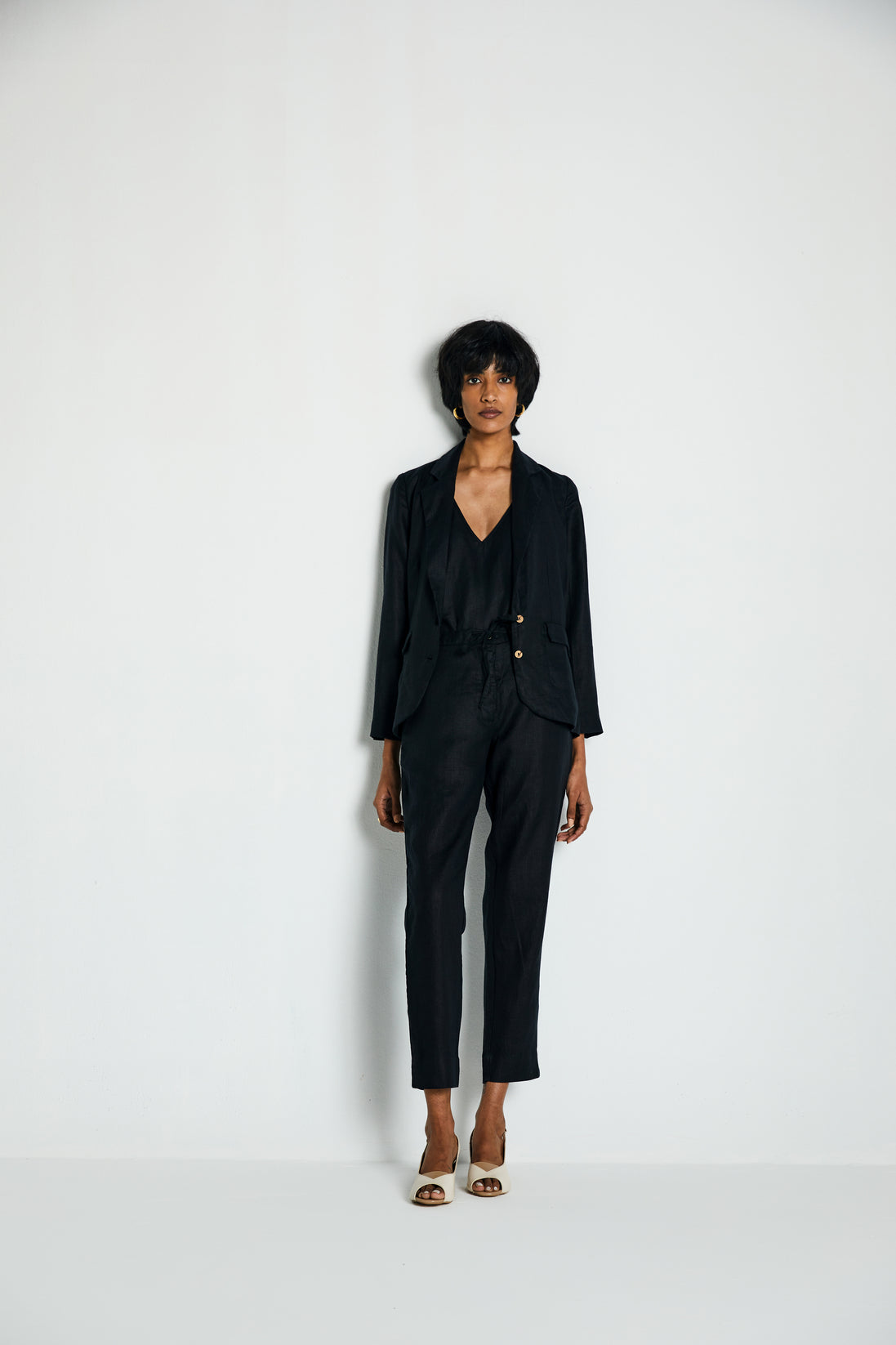 The She's Everything Blazer by Reistor with Archived, Black, Blazers, Casual Wear, Hemp, Hemp by Reistor, Hemp Noir by Reistor, Natural, Relaxed Fit, Solids, Womenswear at Kamakhyaa for sustainable fashion