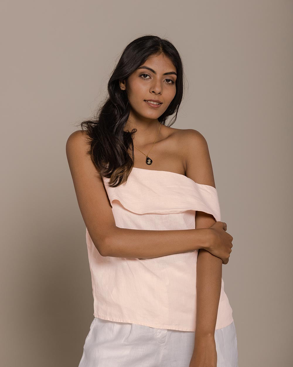 The Wandering Wave Top - Ice Pink by Reistor with Casual Wear, Hemp, Hemp by Reistor, Natural, Office Wear, Pink, Solids, T-Shirts, Tops, Womenswear at Kamakhyaa for sustainable fashion