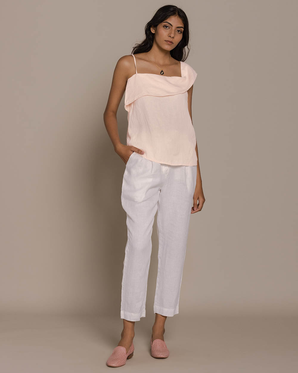 The Wandering Wave Top - Ice Pink by Reistor with Casual Wear, Hemp, Hemp by Reistor, Natural, Office Wear, Pink, Solids, T-Shirts, Tops, Womenswear at Kamakhyaa for sustainable fashion